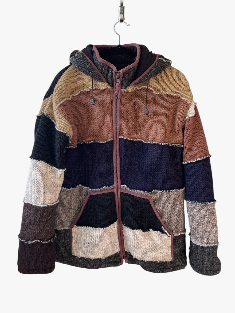 LAUNDROMAT Men's Striped Hooded Zip-Up Fleece Lined Jacket M